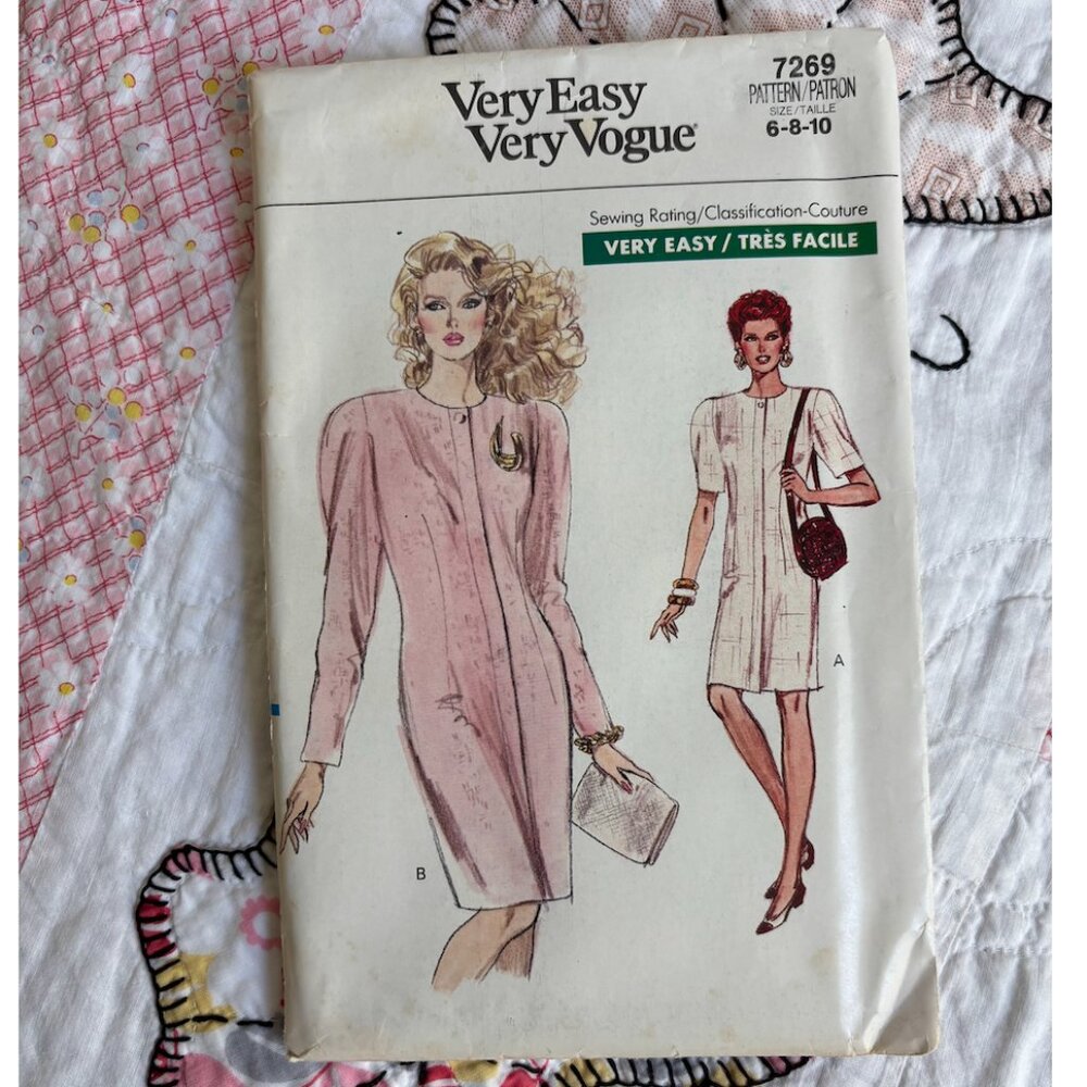 Uncut Very Easy Very Vogue Pattern 7269 Misses' Dress Size 6,8,10
